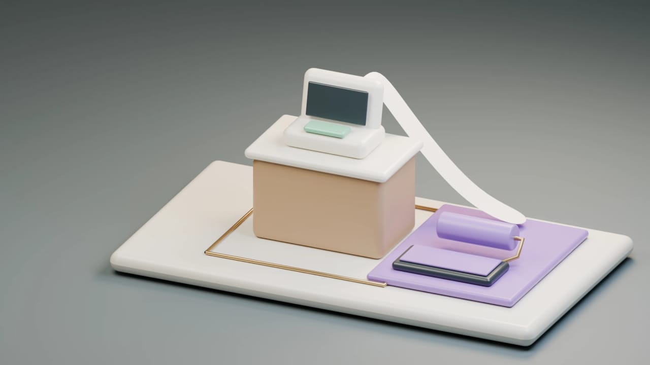 A ceramic checkout repair beside an unrequested purple repaint and extra receipt, illustrating scope expansion.